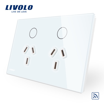 Livolo Australia Standard-Power-Remote-Buchse mit weißer / schwarzer Glasscheibe VL-C9C2AUR-11/12